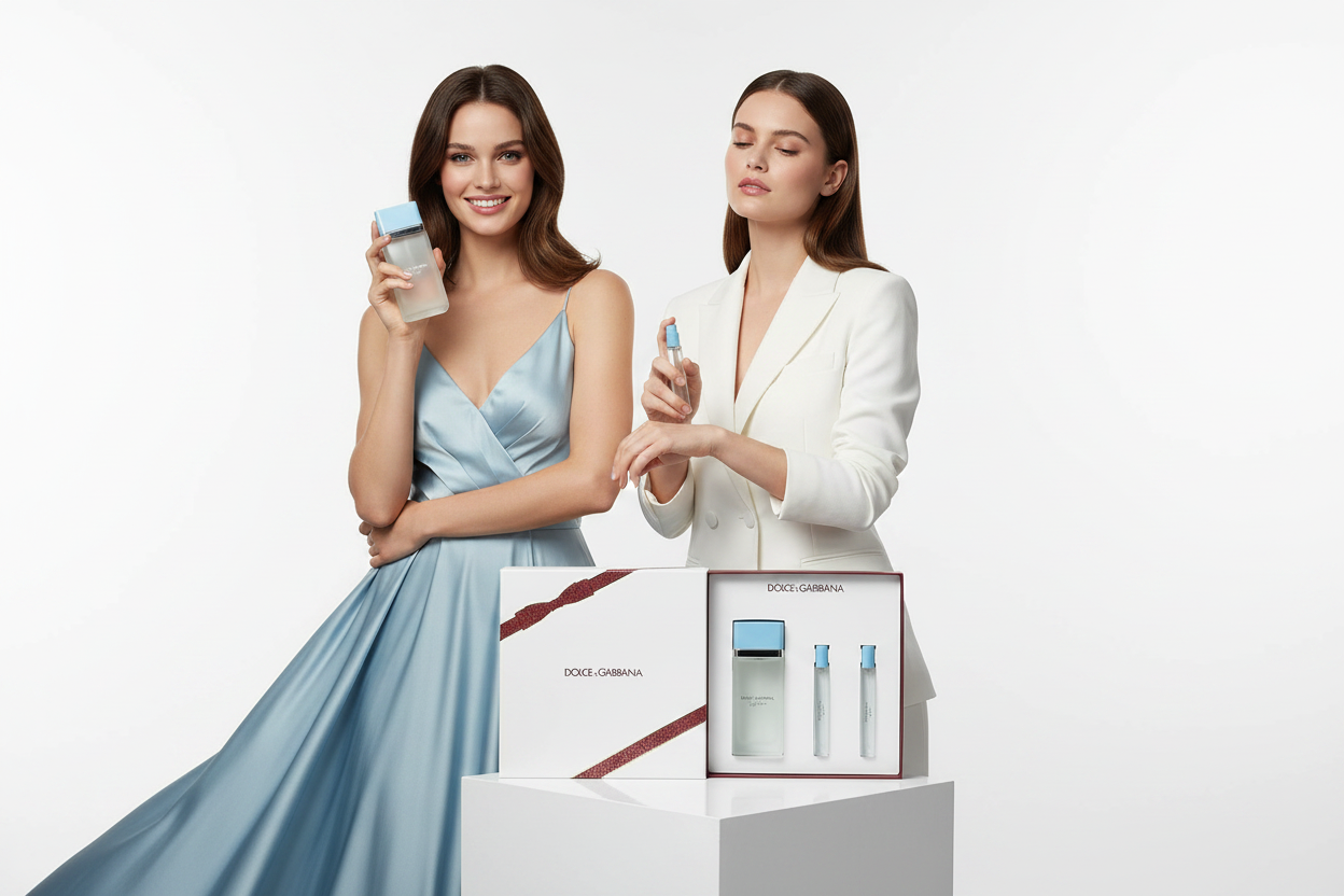 Dolce & Gabbana Light Blue Eau de Toilette Gift Set for Women – 100ml + 2 x 10ml Travel Sprays