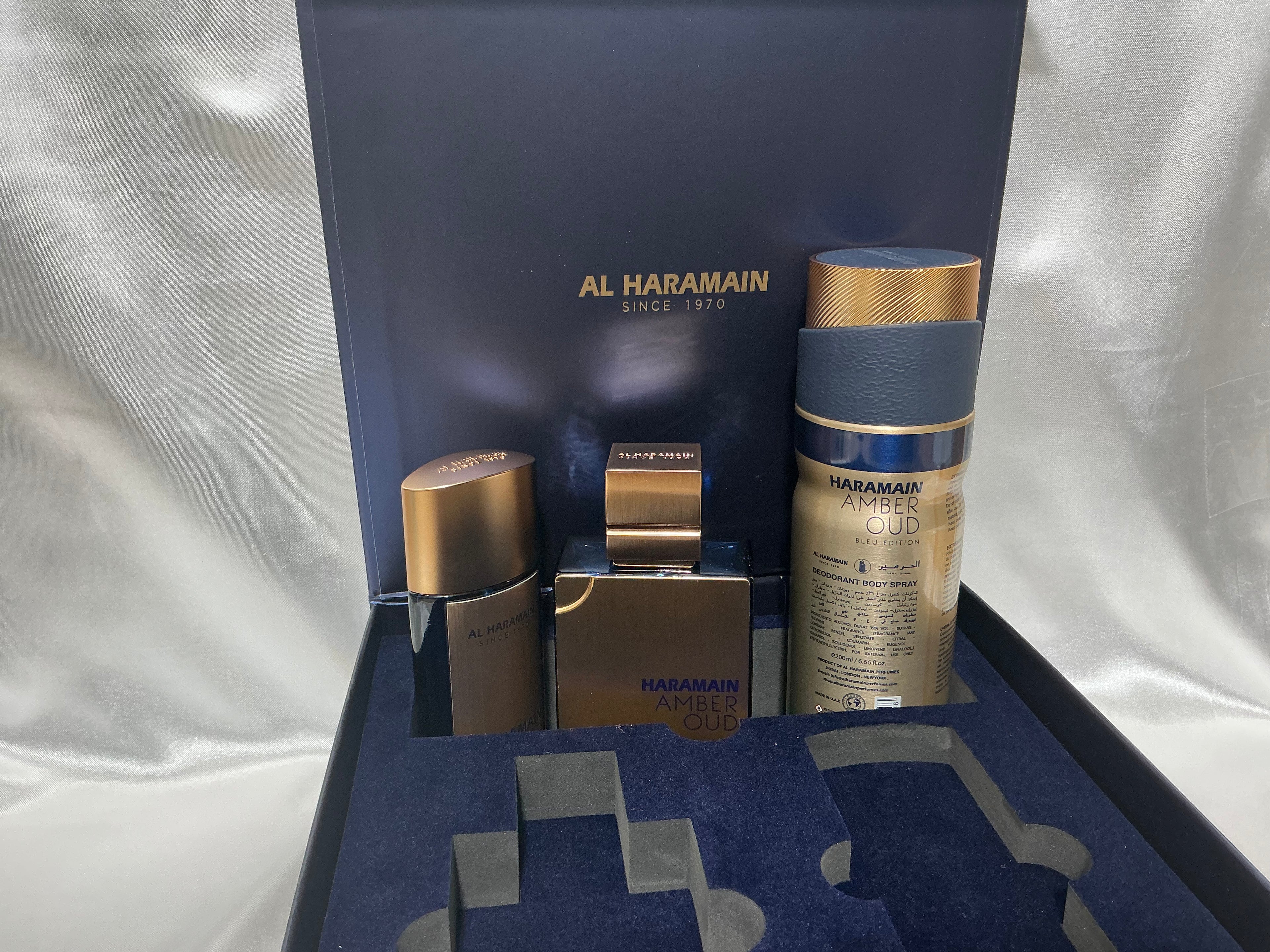 Al Haramain Amber Oud Blue Edition 3-Piece Perfume Gift Set