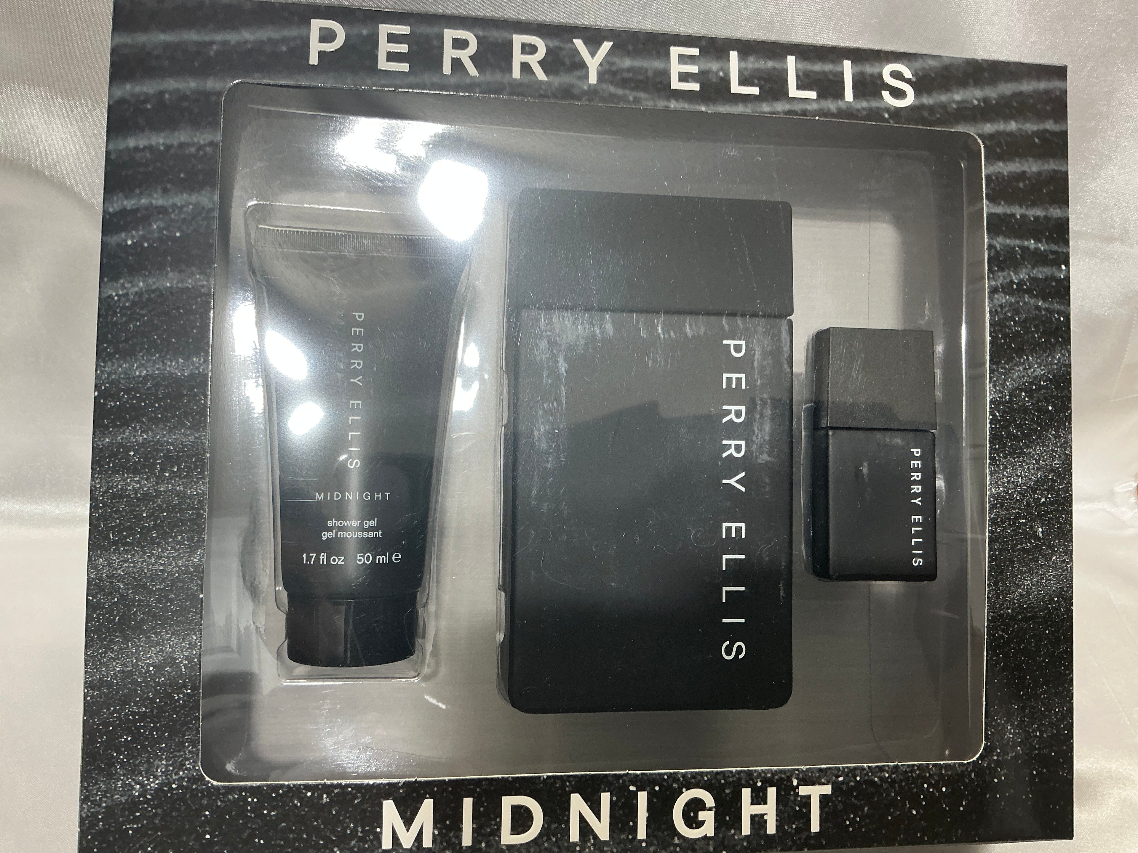 Perry Ellis Midnight 3-Piece Gift Set for Men EDT 3.4 oz + Mini + Shower Gel