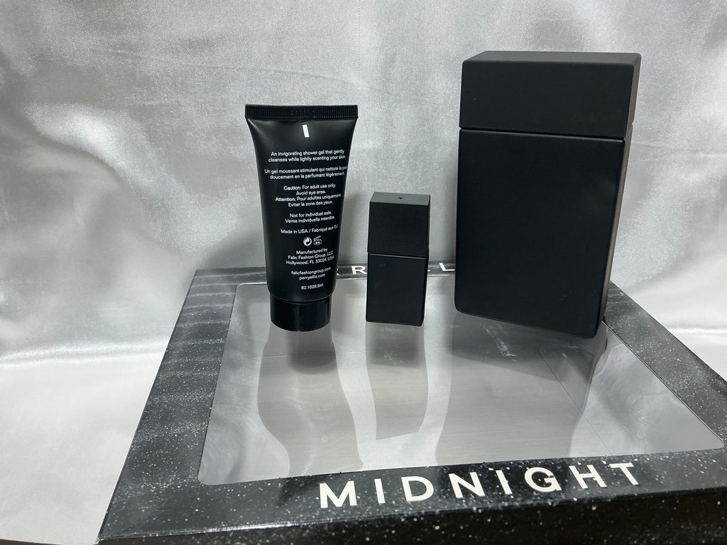 Perry Ellis Midnight 3-Piece Gift Set for Men EDT 3.4 oz + Mini + Shower Gel