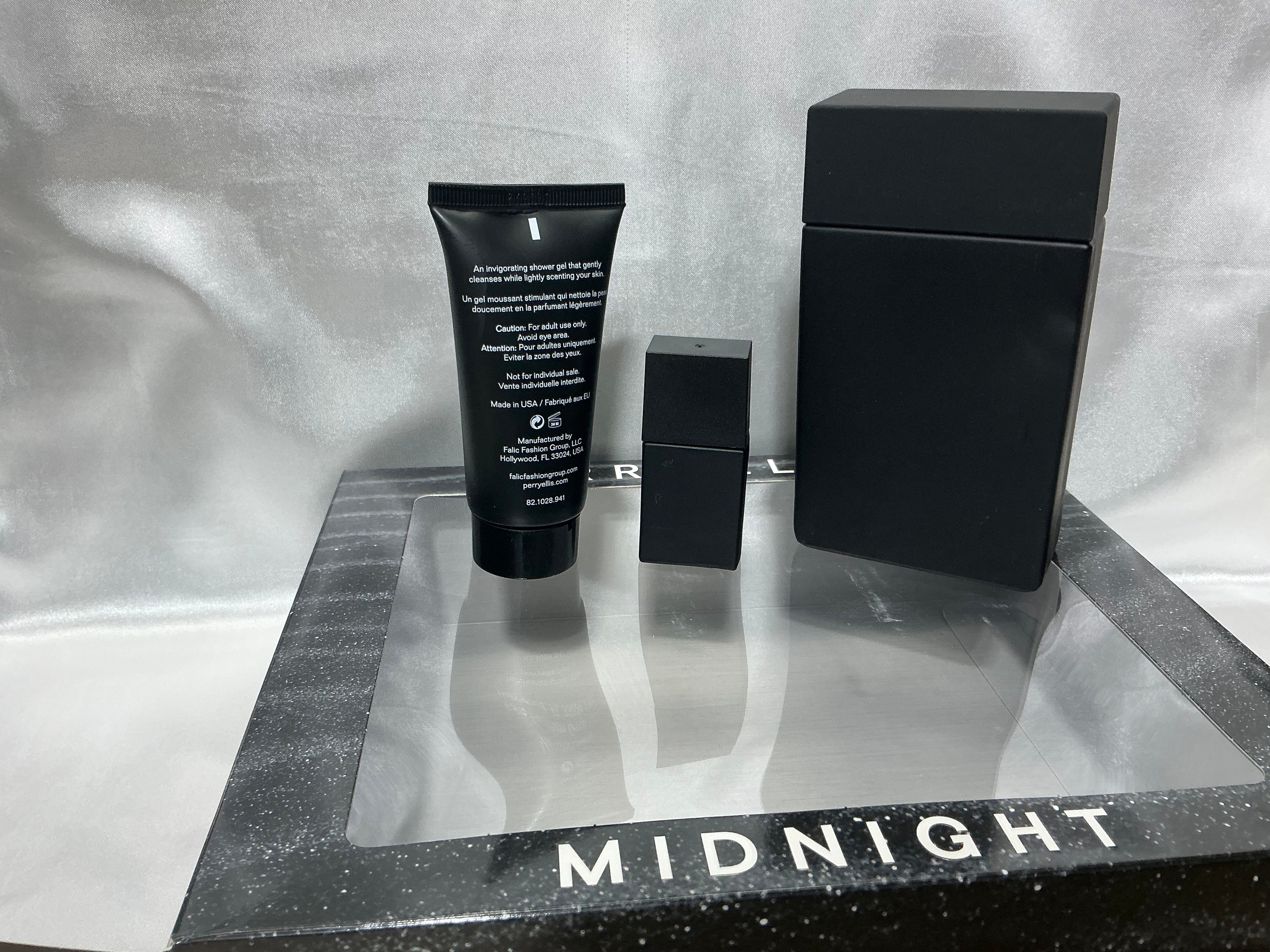 Perry Ellis Midnight 3-Piece Gift Set for Men EDT 3.4 oz + Mini + Shower Gel