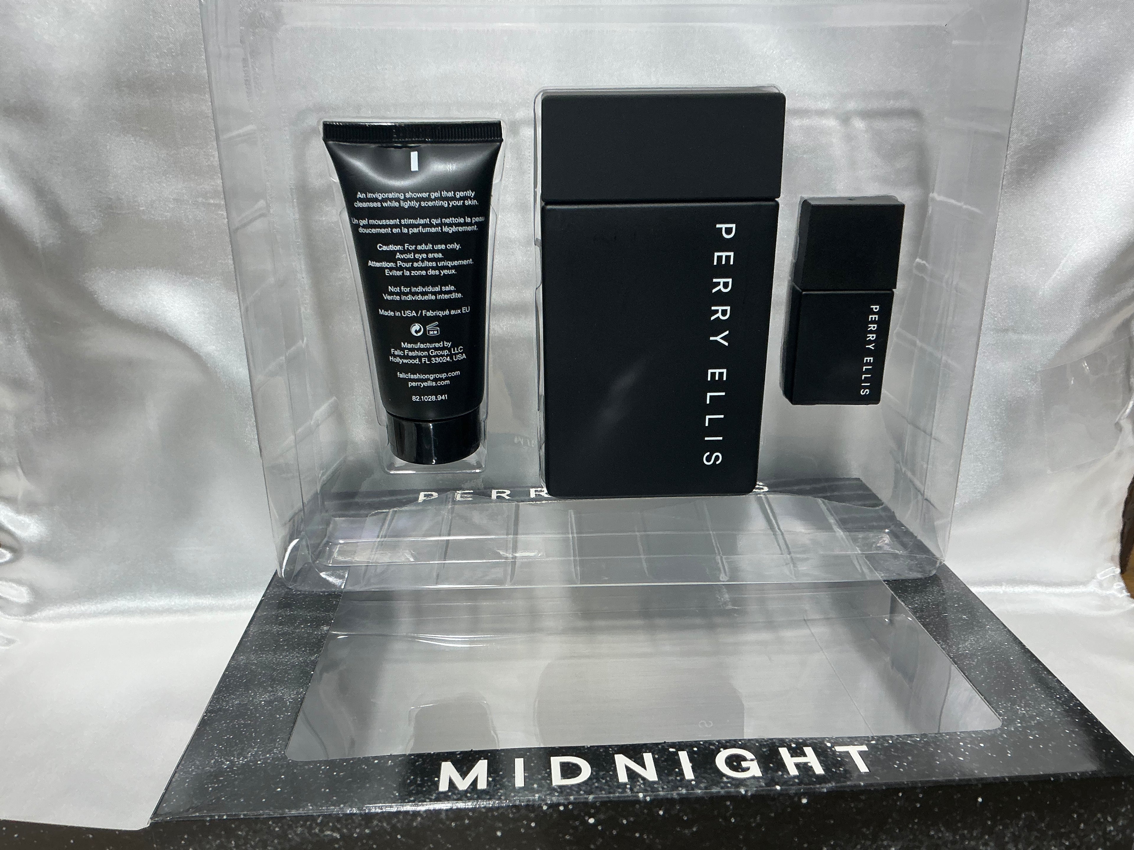 Perry Ellis Midnight 3-Piece Gift Set for Men EDT 3.4 oz + Mini + Shower Gel