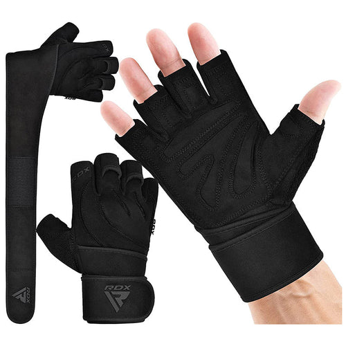 RDX L4 Leather Gym Gloves Black Detail